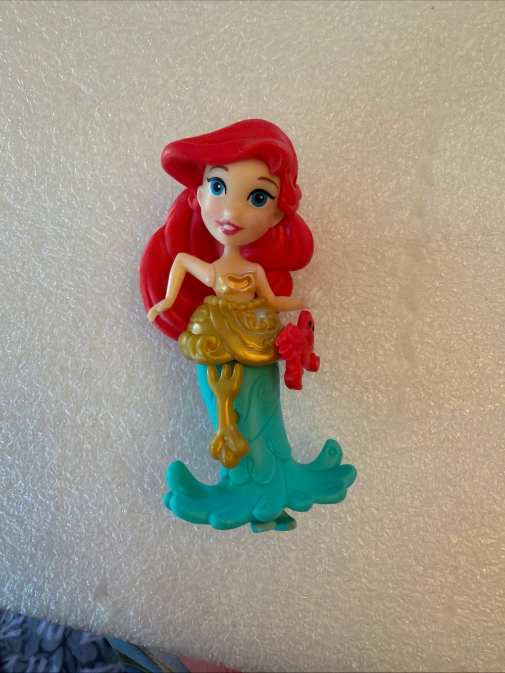 Disney Red-Haired Mermaid Doll with Gold Top and Teal Tail/ snap on skirt& trink